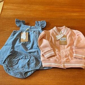 Angel Dear Peach Jacket and blue jumper with bloomers